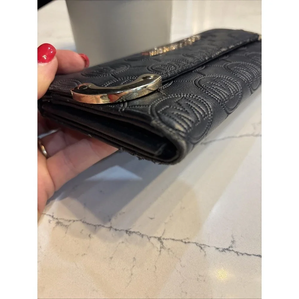 Michael Kors Black Monogram Embossed Flap Continental Wallet Gold